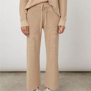 Rails Brook Distressed Cashmere Blend Rib Knit Sweater Pant Size Large Beige